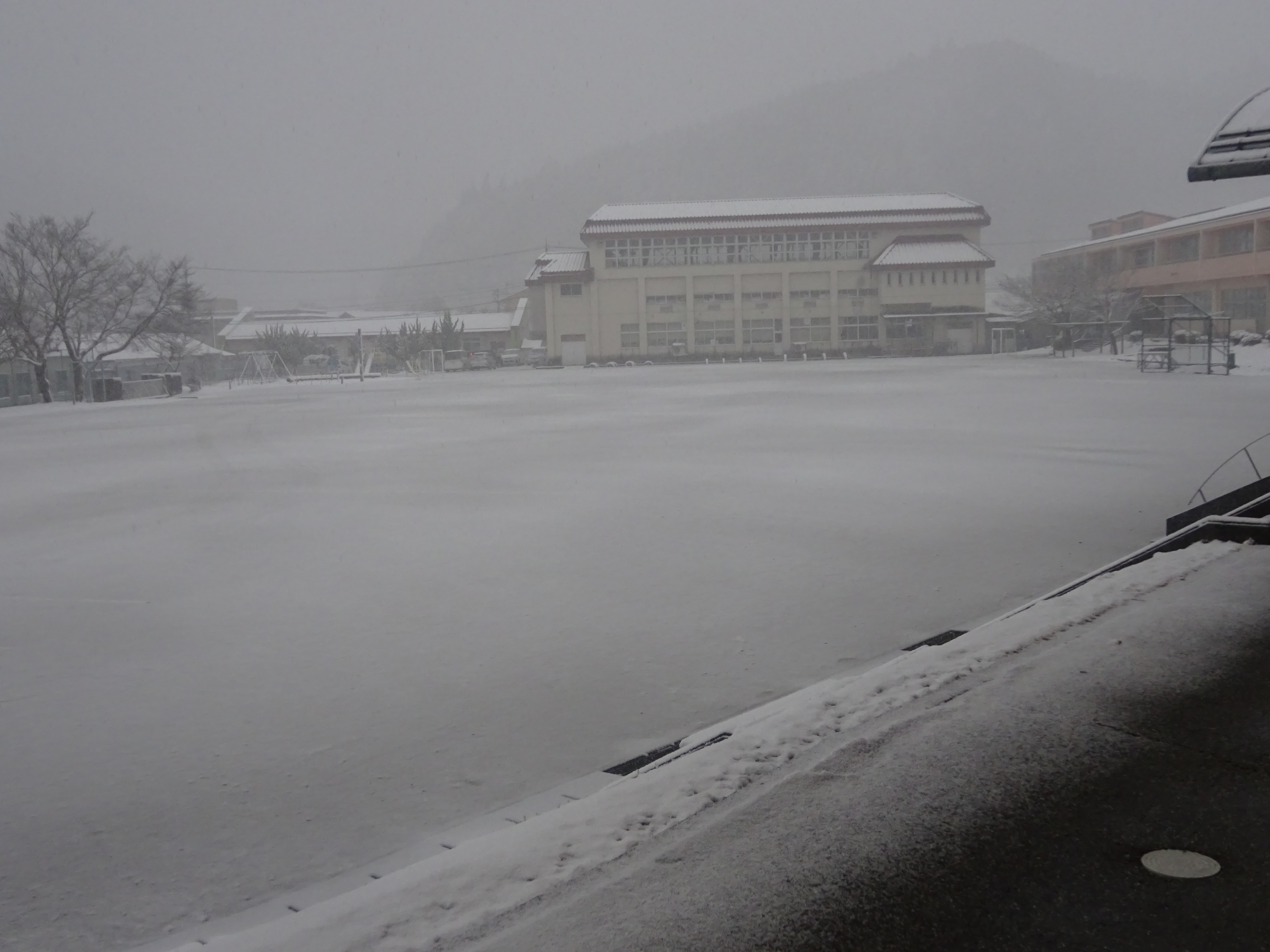 校庭の雪